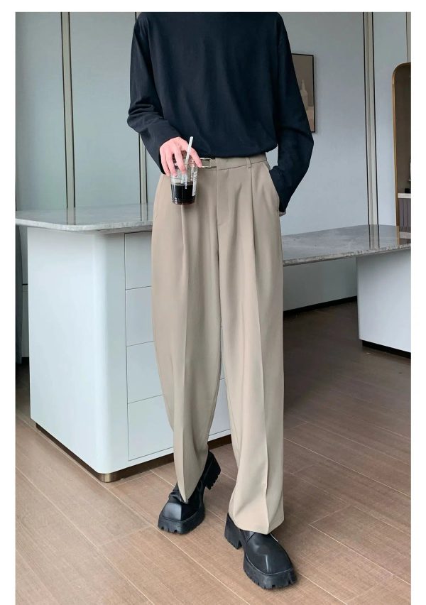 Basic Straight-leg Pleated Suit Pants Online