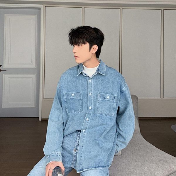 Basic Denim Shirt with Pockets Sale