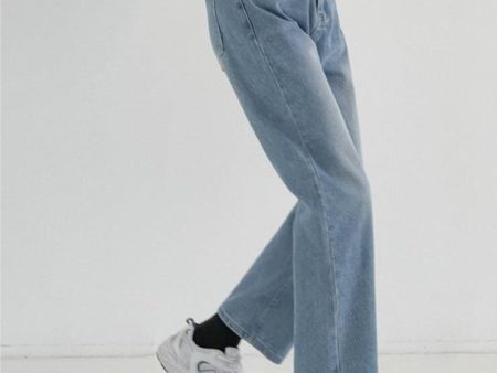 Washed Straight Leg Basic Jeans Hot on Sale