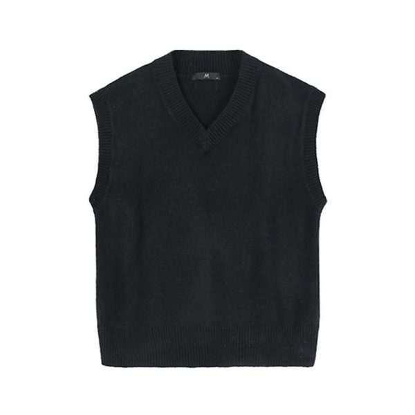 V-Neck Knitted Sleeveless Sweater Online Sale