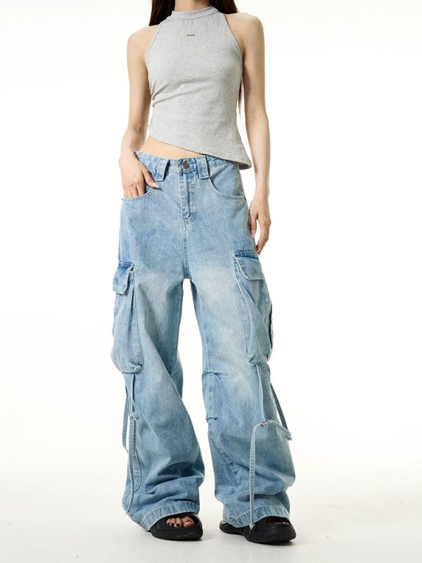 Wide-Leg Cargo Jeans For Discount