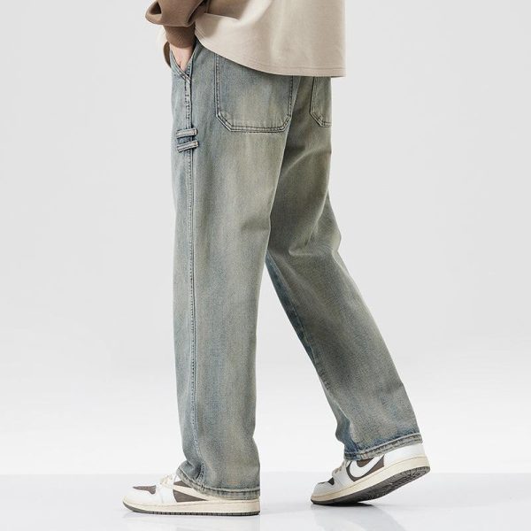 Washed  Loose Straight Retro Jeans Hot on Sale