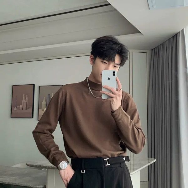 Basic Half Turtleneck Slim Bottoming Sweater For Discount