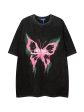 Washed Butterfly Print T-shirt For Cheap