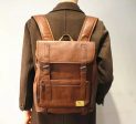 Vintage Leather Backpack with Buckle Straps For Cheap