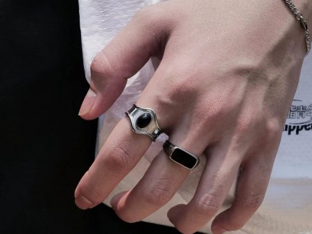 Black Agate Stone Ring Hot on Sale