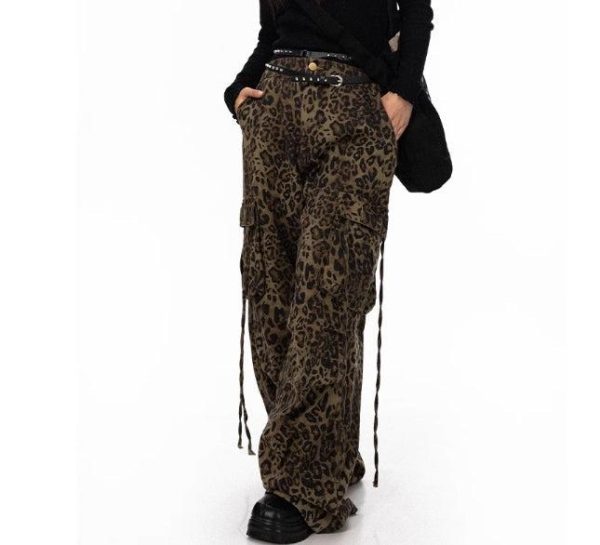 Wide-leg Leopard Print Jeans Supply