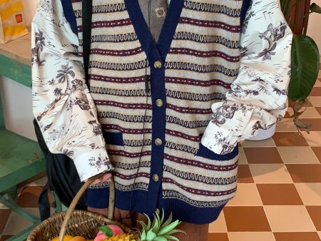 Vintage Stripe Cardigan Vest Sale