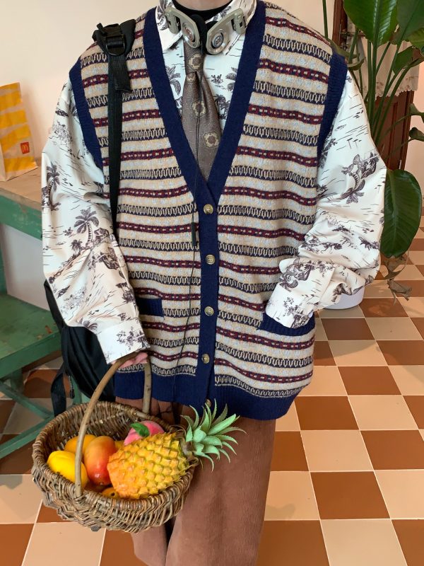 Vintage Stripe Cardigan Vest Sale