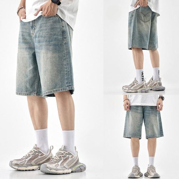 Washed Wide-leg Denim Shorts Supply