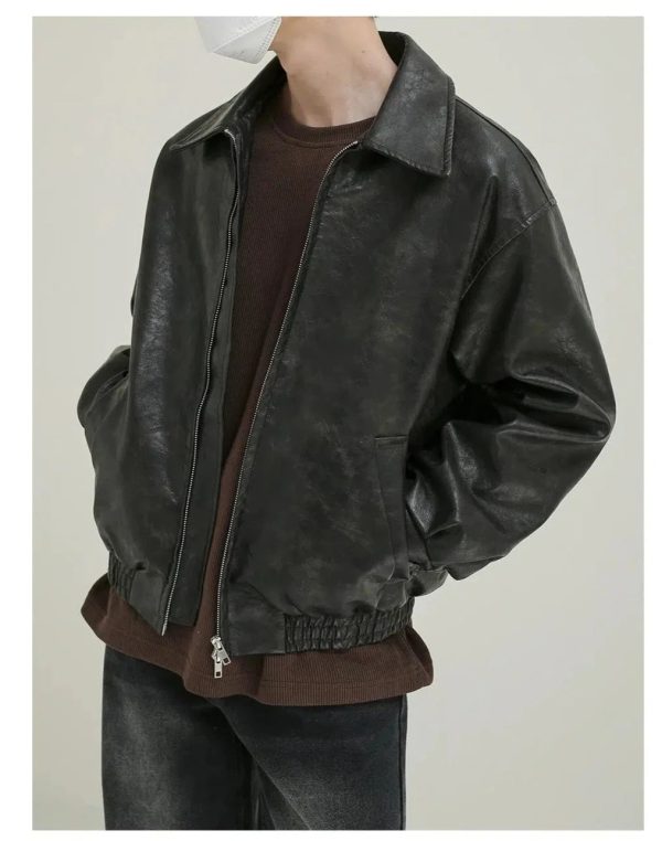 Vintage Zippered Leather Jacket Supply