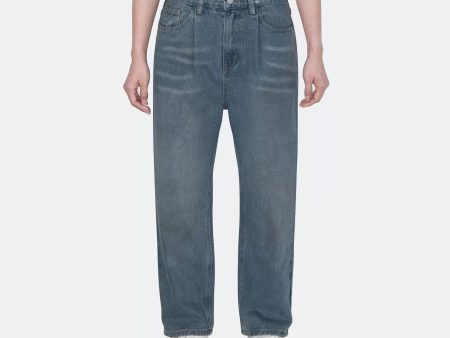 Vintage Washed Pleated Jeans on Sale