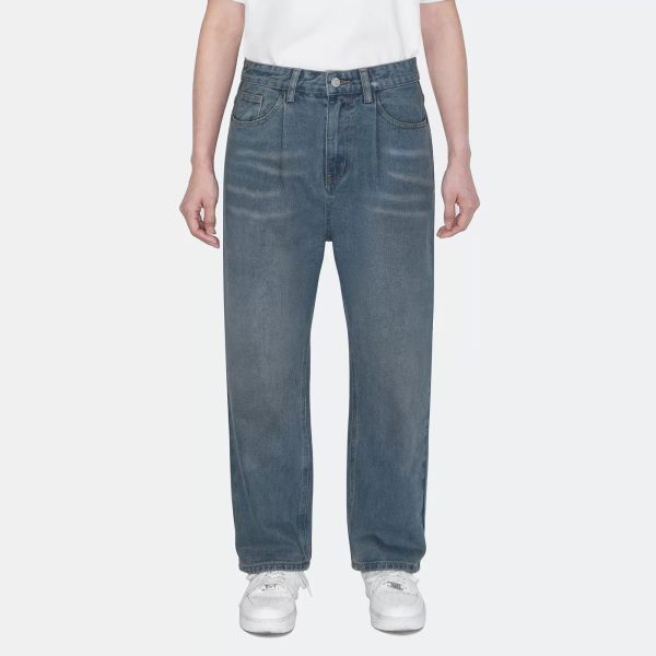 Vintage Washed Pleated Jeans on Sale