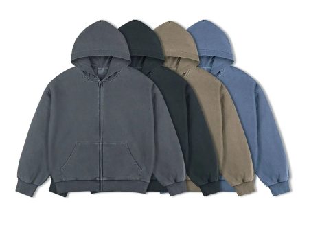 Washed Double-layer Zipper Hoodie For Cheap