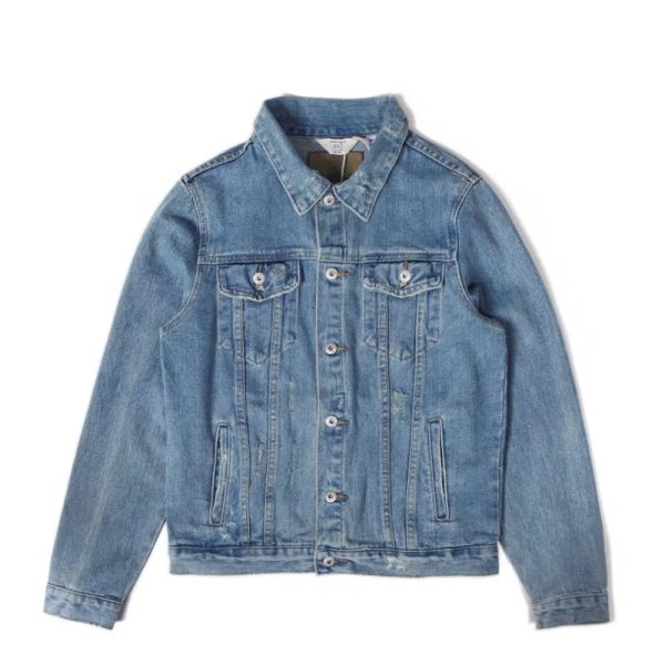 Washed Slim Fit Denim Jacket on Sale