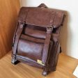 Vintage Leather Backpack with Buckle Straps For Cheap