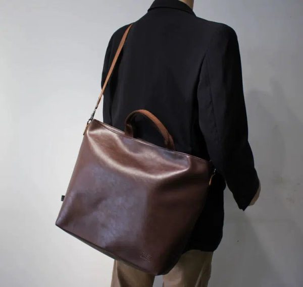 Versatile Leather Shoulder Bag with Handles Online now