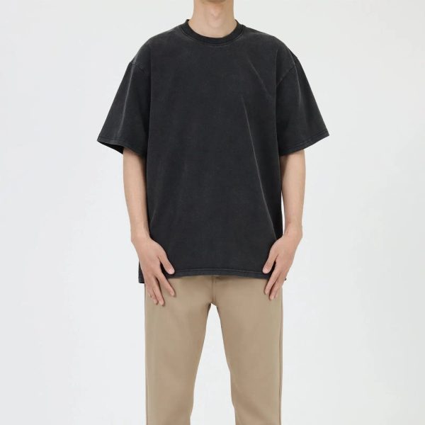 Washed Round Neck Short Sleeve T-shirt Supply