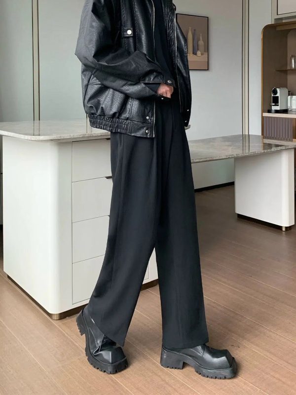 Basic Straight-leg Pleated Suit Pants Online