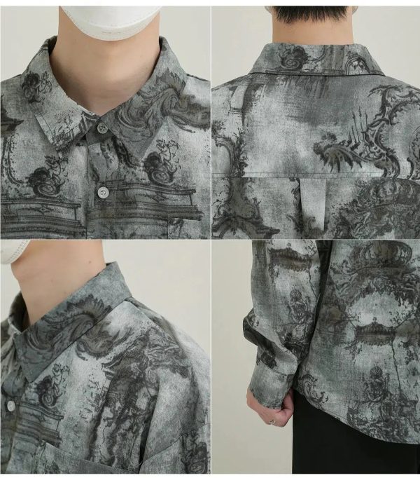 Vintage Mythological Tapestry Print Button-Up Shirt Online now