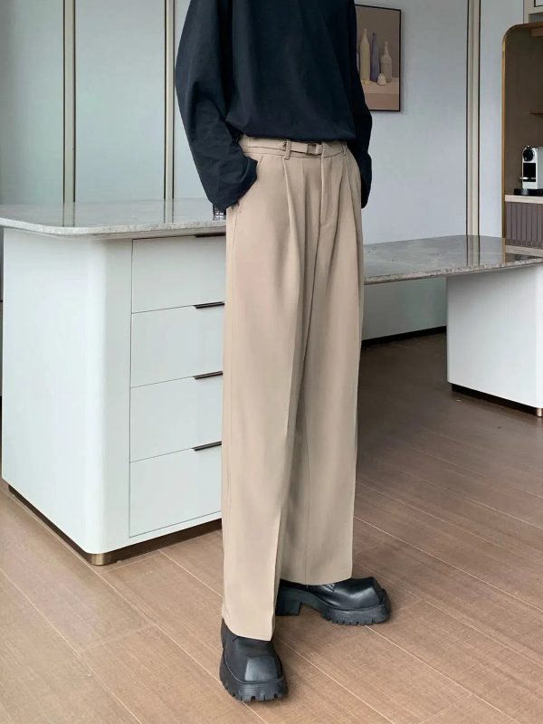 Basic Straight-leg Pleated Suit Pants Online