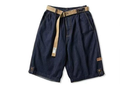 Washed Denim Shorts with Belt Fashion