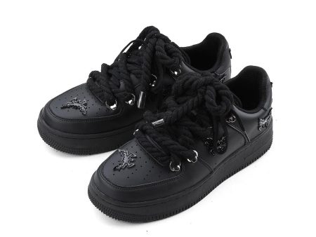 Black Butterfly Print Sneakers For Sale