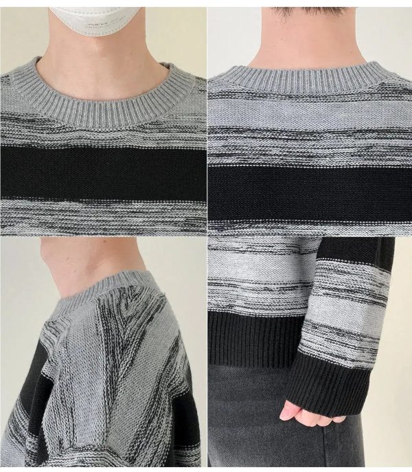 Black And Gray Striped Sweater Cheap