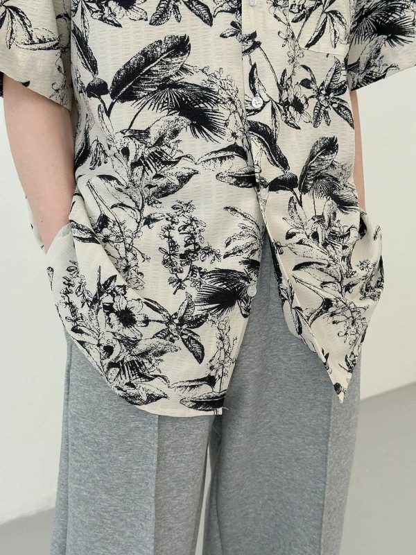 Vintage Short-sleeved Floral Shirt Hot on Sale