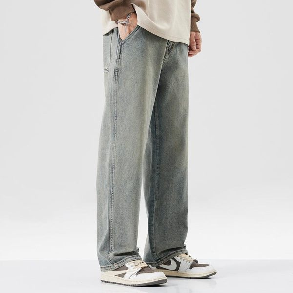 Washed  Loose Straight Retro Jeans Hot on Sale