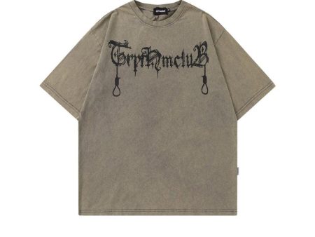 Washed Letter Printed T-Shirt Online now