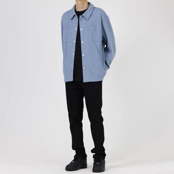 Waffle Long-sleeved Shirt Cardigan Discount