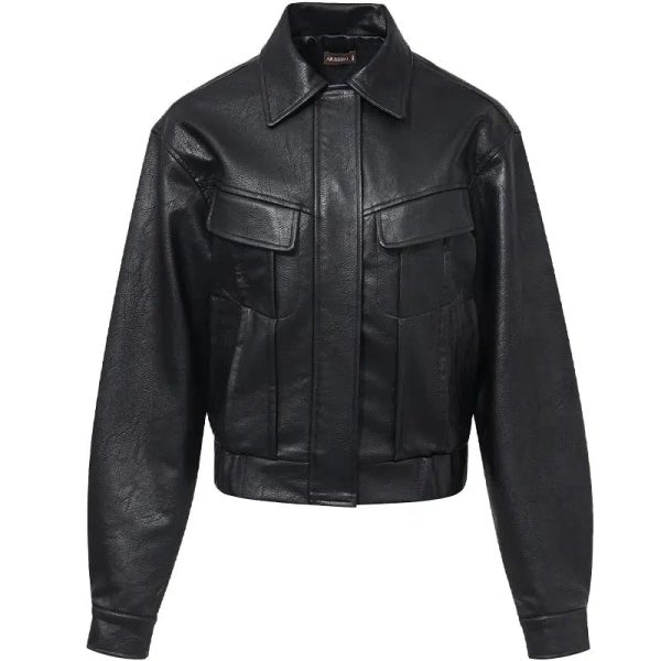 Belted Waist Structured Leather Jacket Supply