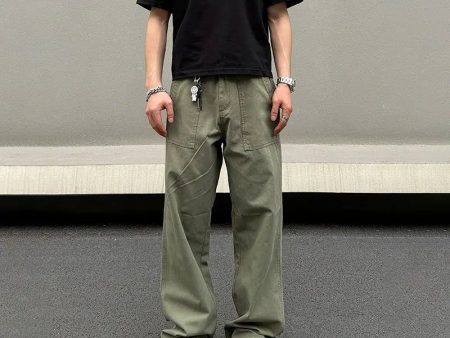 Army Green Denim Cargo Pants Online Hot Sale