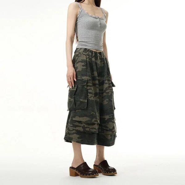 Wide-leg Camouflage Cargo Pants Sale