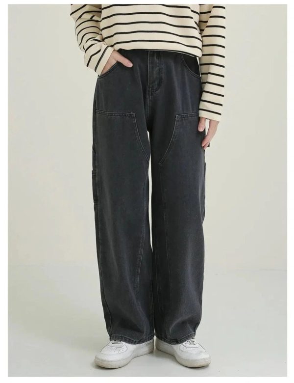 Washed Overalls Straight-leg Jeans Online