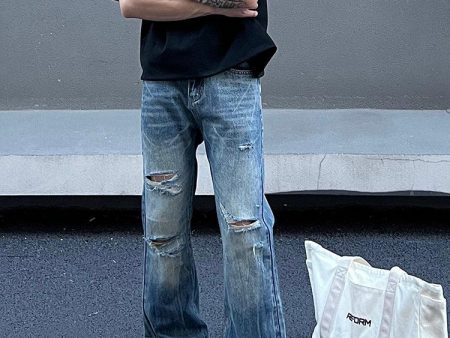 Washed Ripped Blue Jeans Sale