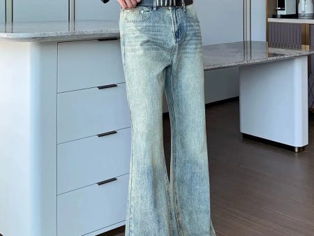 Versatile High-waisted Denim Flared Pants For Cheap