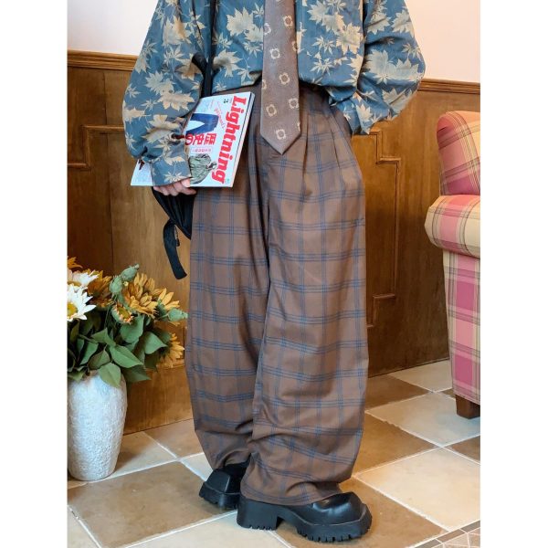 Vintage Plaid Wide Leg Pants Supply