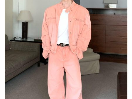 Washed Pink Denim Two-Piece Suit Supply