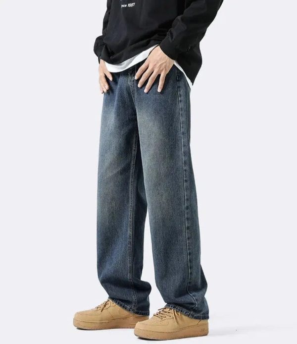 Basic Wide-leg Straight Jeans For Sale