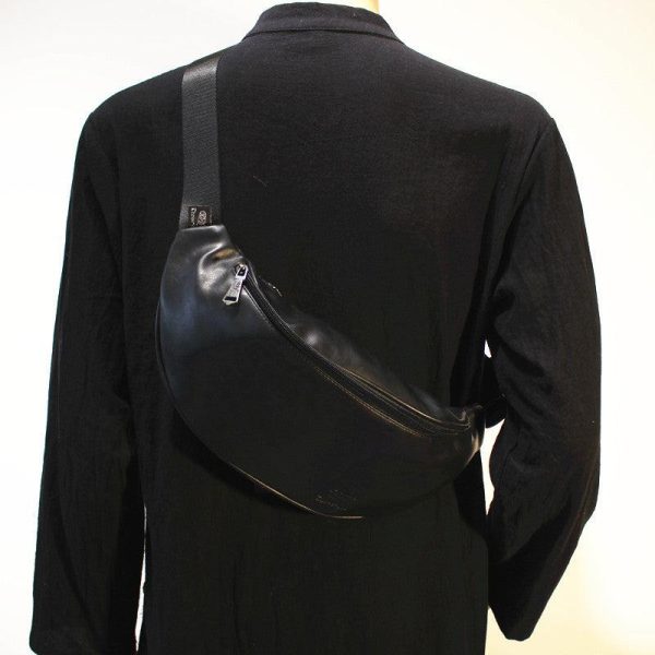 Black Faux Leather Chest Bag Online