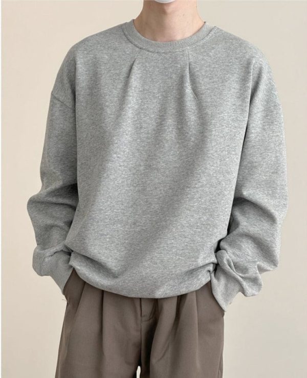 Basic Solid Color Pullover Sweatshirt Online Sale