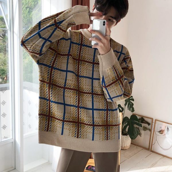 Oversized Plaid Sweater Cheap