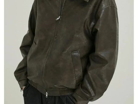 Vintage Zippered Leather Jacket Supply