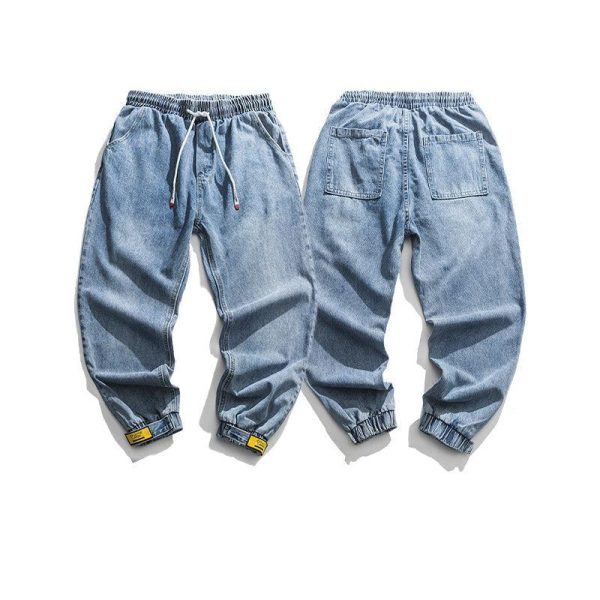 Washed Blue Fit Beamed Jeans For Cheap