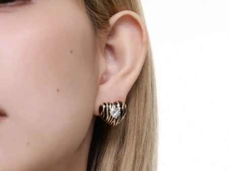 Zebra Striped Heart Earrings Online Hot Sale