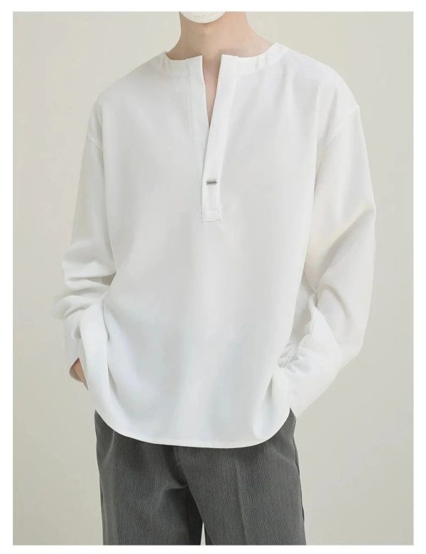 Y-neck Long-sleeved Shirt Discount