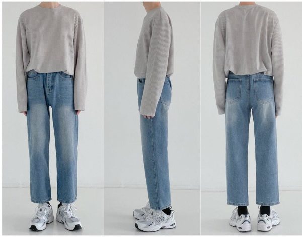 Washed Straight Leg Basic Jeans Hot on Sale