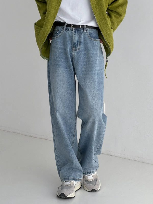 Washed High-waisted Wide-leg Jeans For Cheap